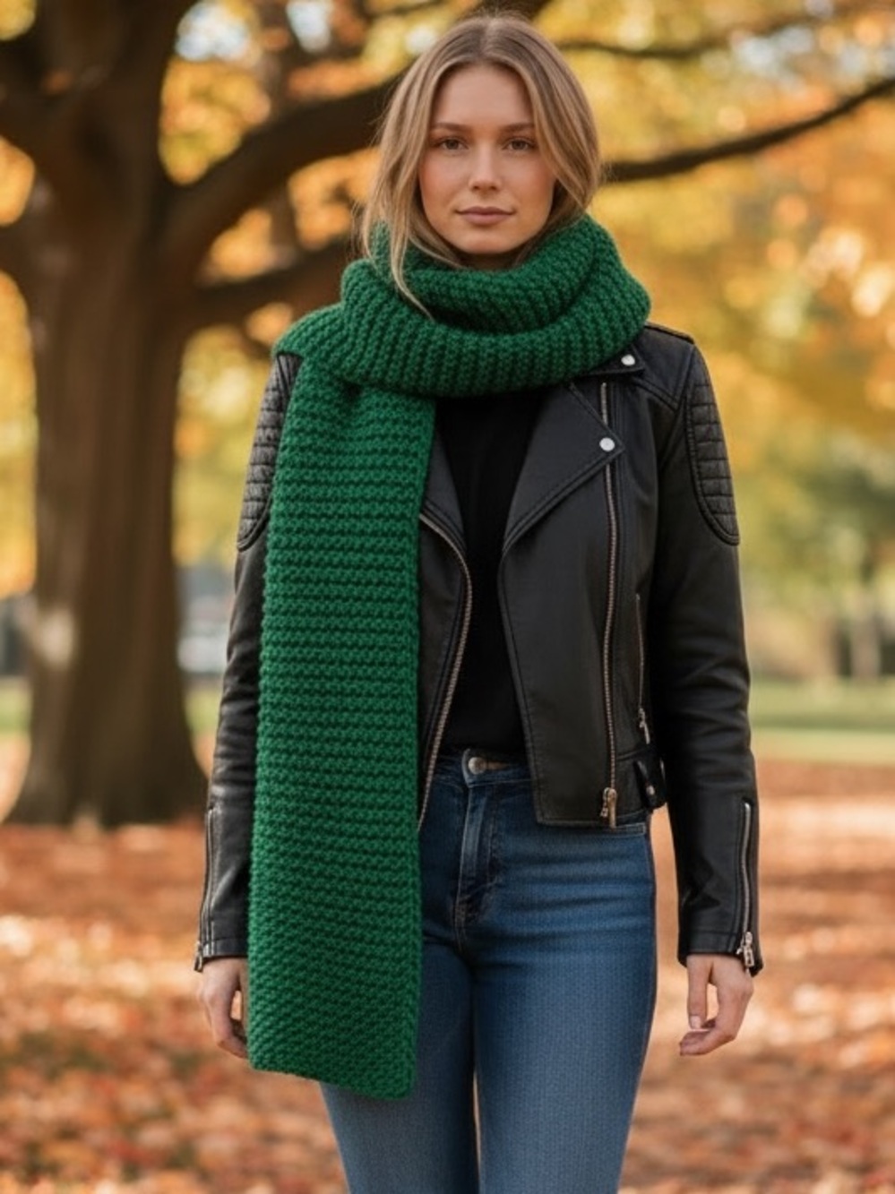 NA-KD Green Chunky Knit Oversized Scarf